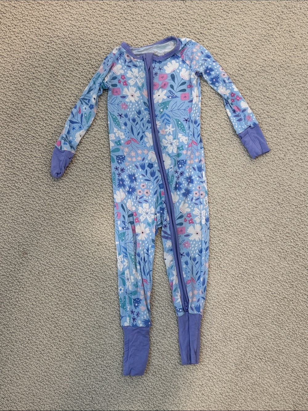 Little Sleepies Lavender & Floral Zip One-Piece Footie